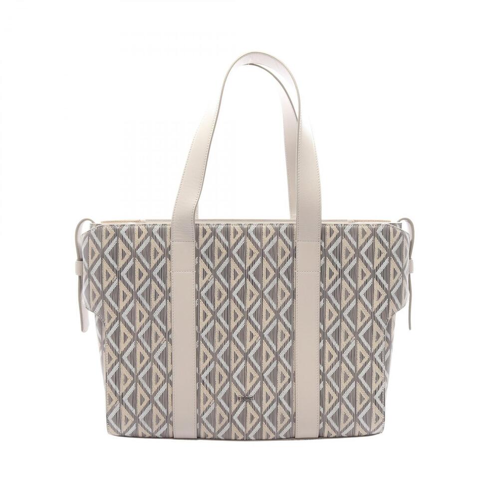 Christian Dior CD Diamond Tote Bag Canvas Leather Gray Multicolor